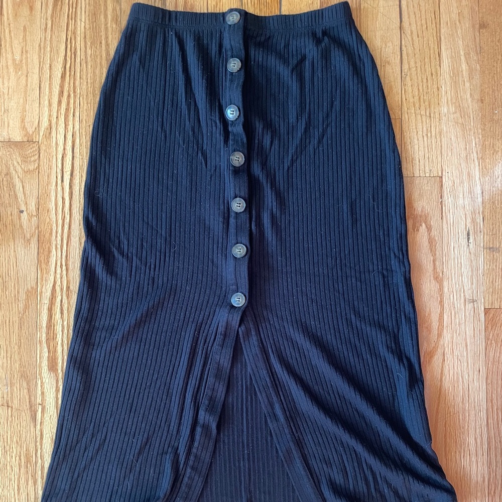 Reformation Jeans Black Midi Skirt